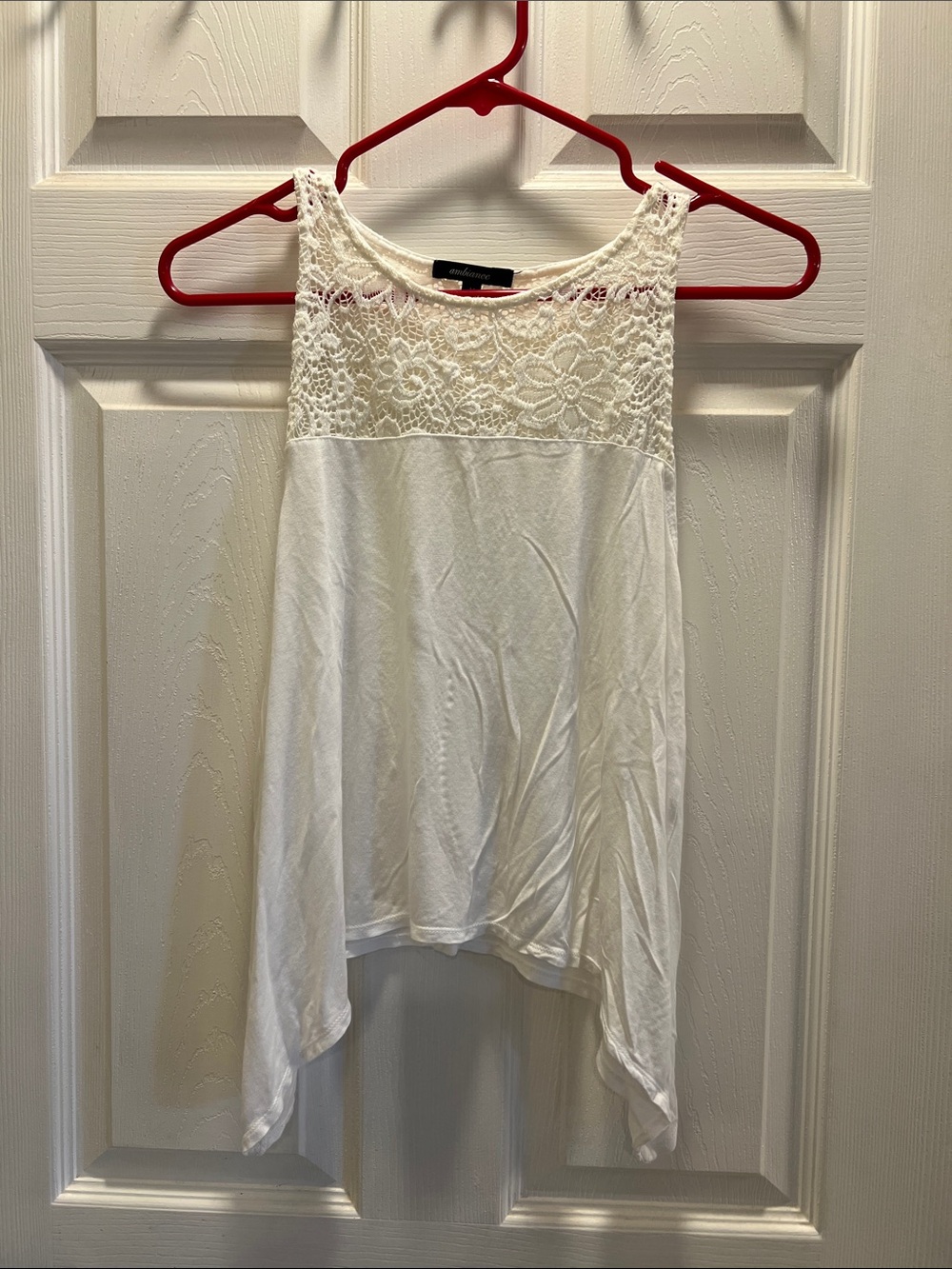 Ambiance White Lace Yoke Sleeveless Swing Tank